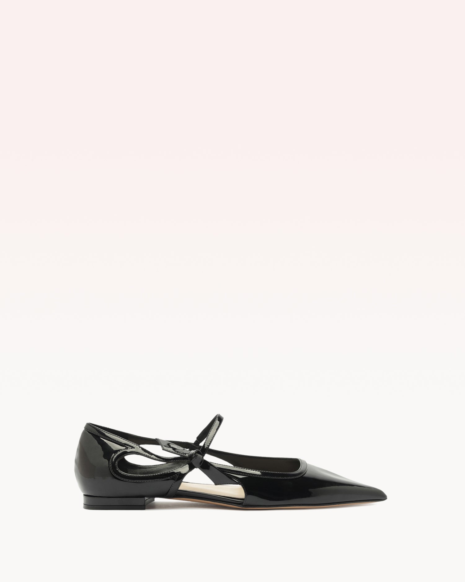 Luita Flat Black Flats F/25 35 Black Vernice Leather
