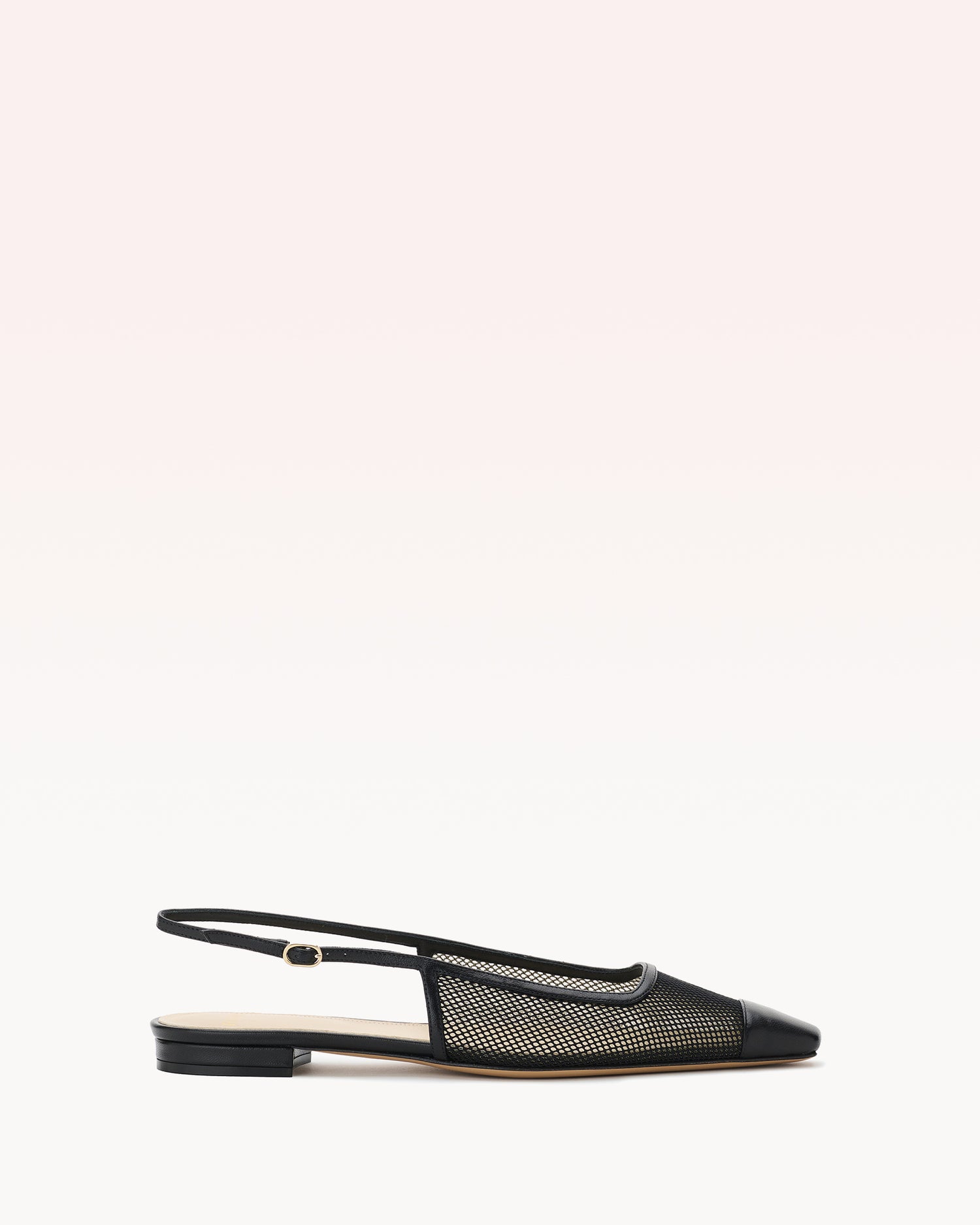 Olivia Mesh Black Flats S/25 35 Black Leather