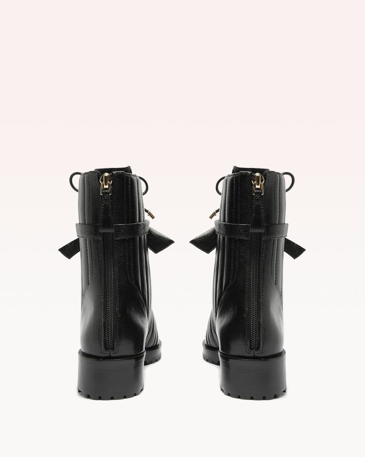 Quilted Clarita Combat Bootie Black