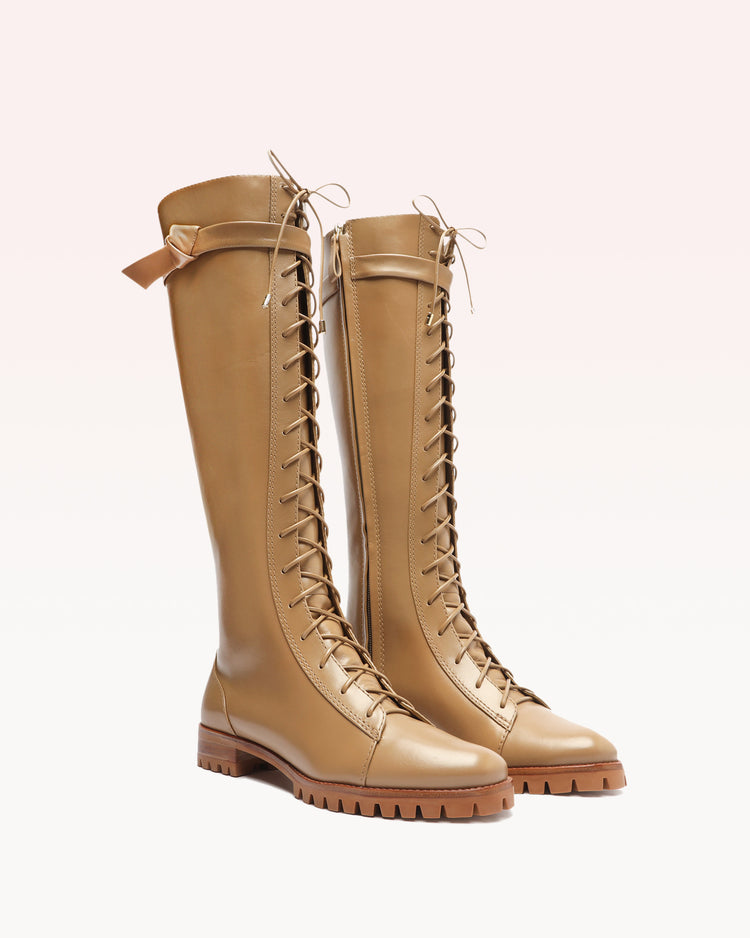 Evelyn Combat Waterproof Boot Latte