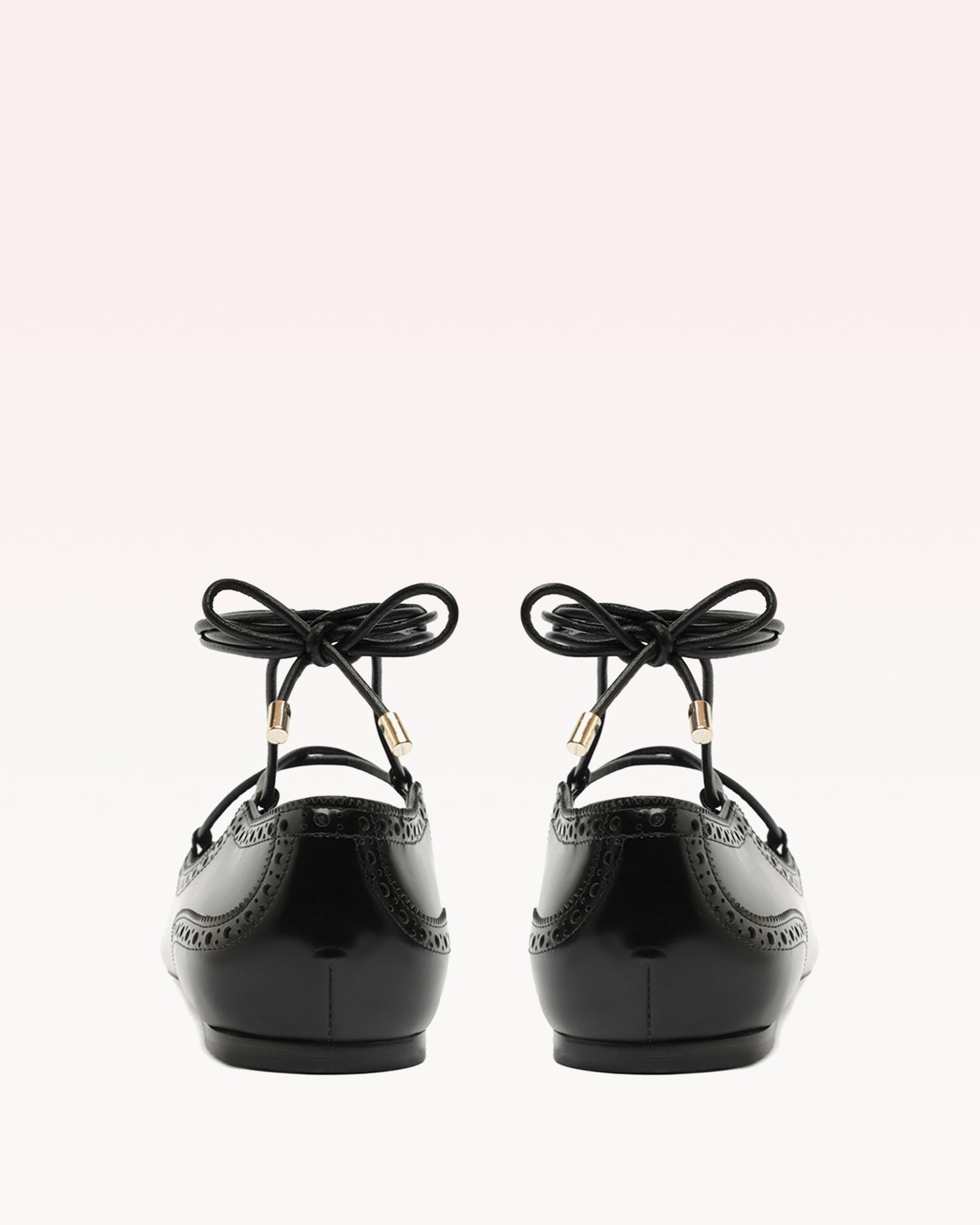 Lace Up Brogue Black Flats P/25