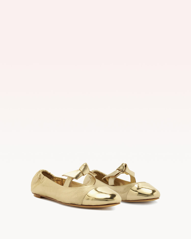 Clarita Ballerina Flat Gold Flats R/24