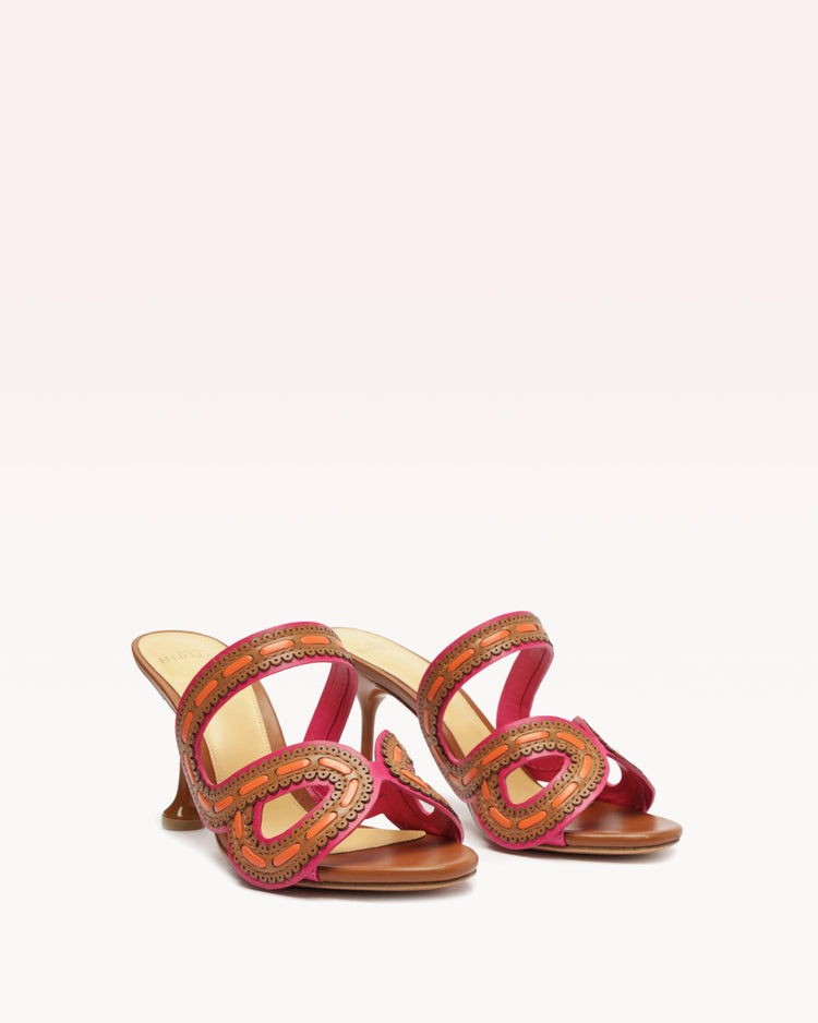 Melanie Mule Fluo Pink & Cuoio