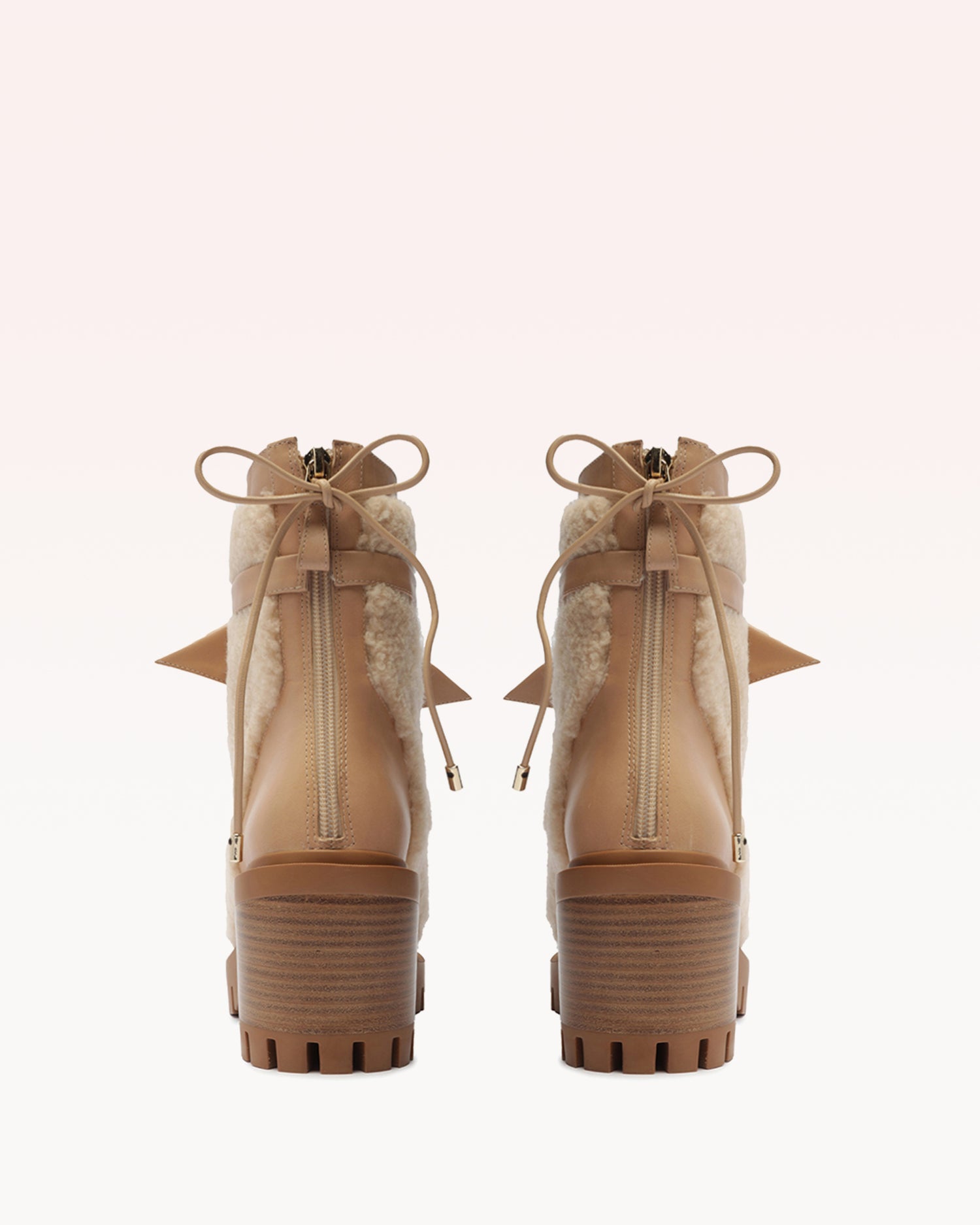 Shearling Clarita Combat Bootie 65 Beige Boots R/23