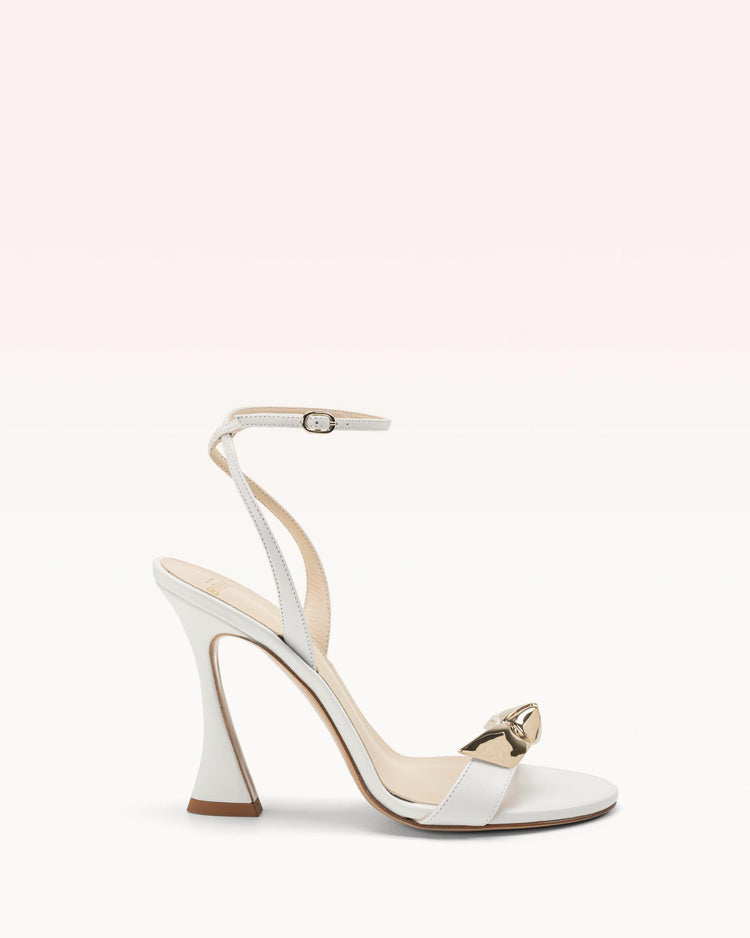 Clarita Bell Metal 100 White Sandals R/24 35 White Leather