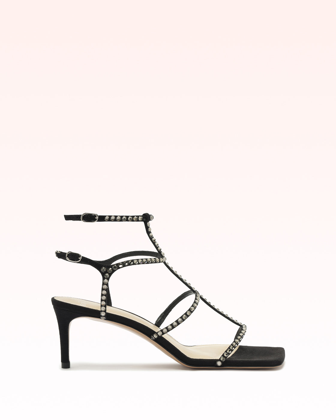 Amanda Swarovski 60 Black Sandals F/25 35 Black Suede