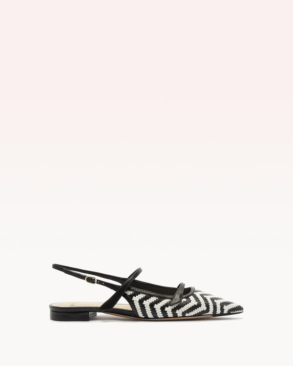 Alexandre Birman Tita Raffia Zig Flat Black
