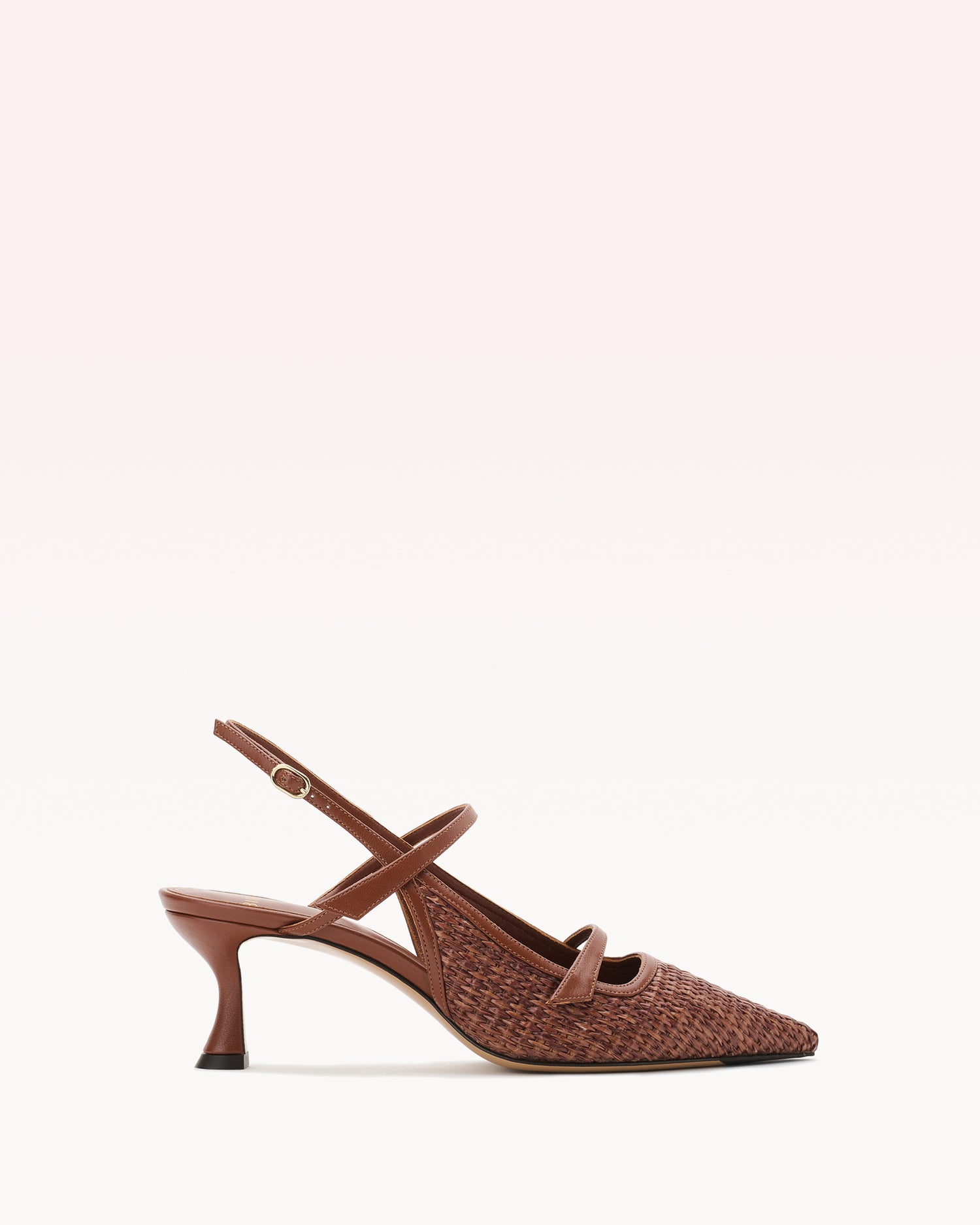 Tita 60 Raffia Chocolate Pumps S/25 35 Brown Leather