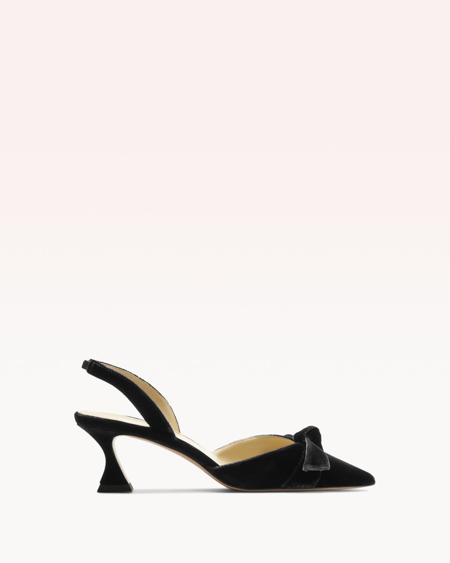 Clarita Bell Slingback 60 Black Pumps F/25 35 Black Velutto Leather