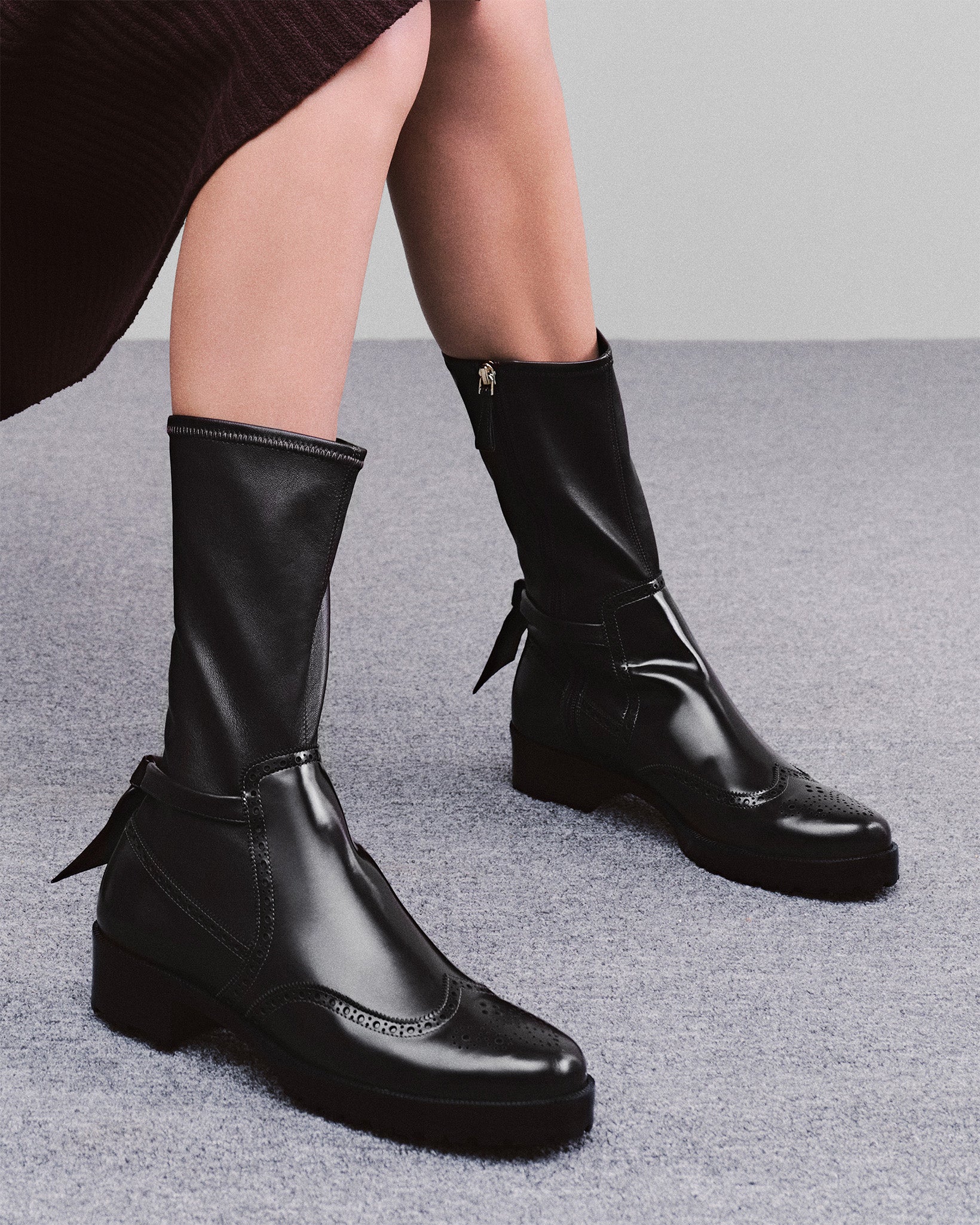 美品　28cm BIKE BOOTS ツーリングブーツ　本革/P4028 Clarita Motorcycle Brogue Boot Black – Alexandre Birman
