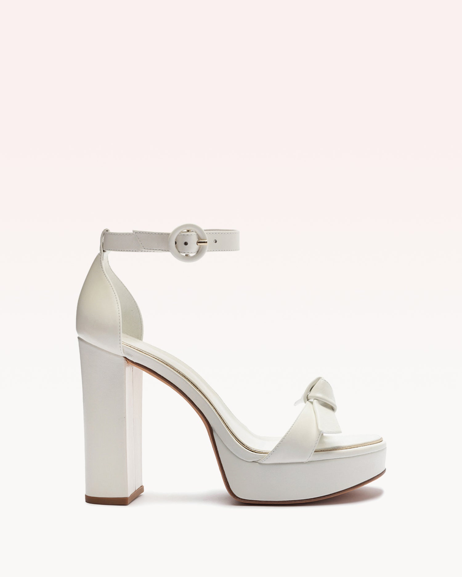 Clarita Platform Bridal 120 White & Golden Sandals F/23 35 White & Golden Nappa Leather