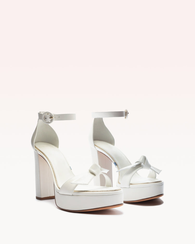 Clarita Platform Bridal 120 White & Golden Sandals F/23   