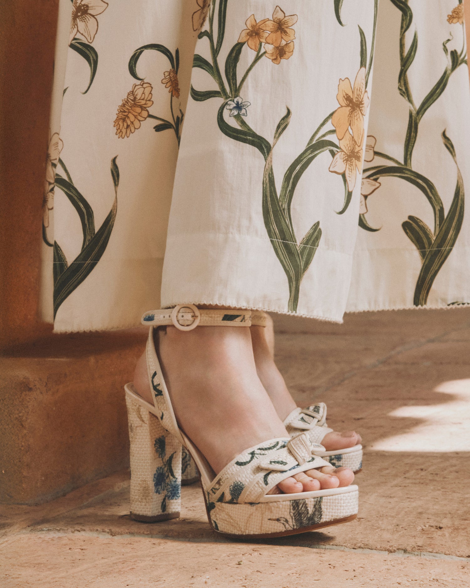 Grosgrain Raffia Platform 120 Laguna Sandals Agua Bendita