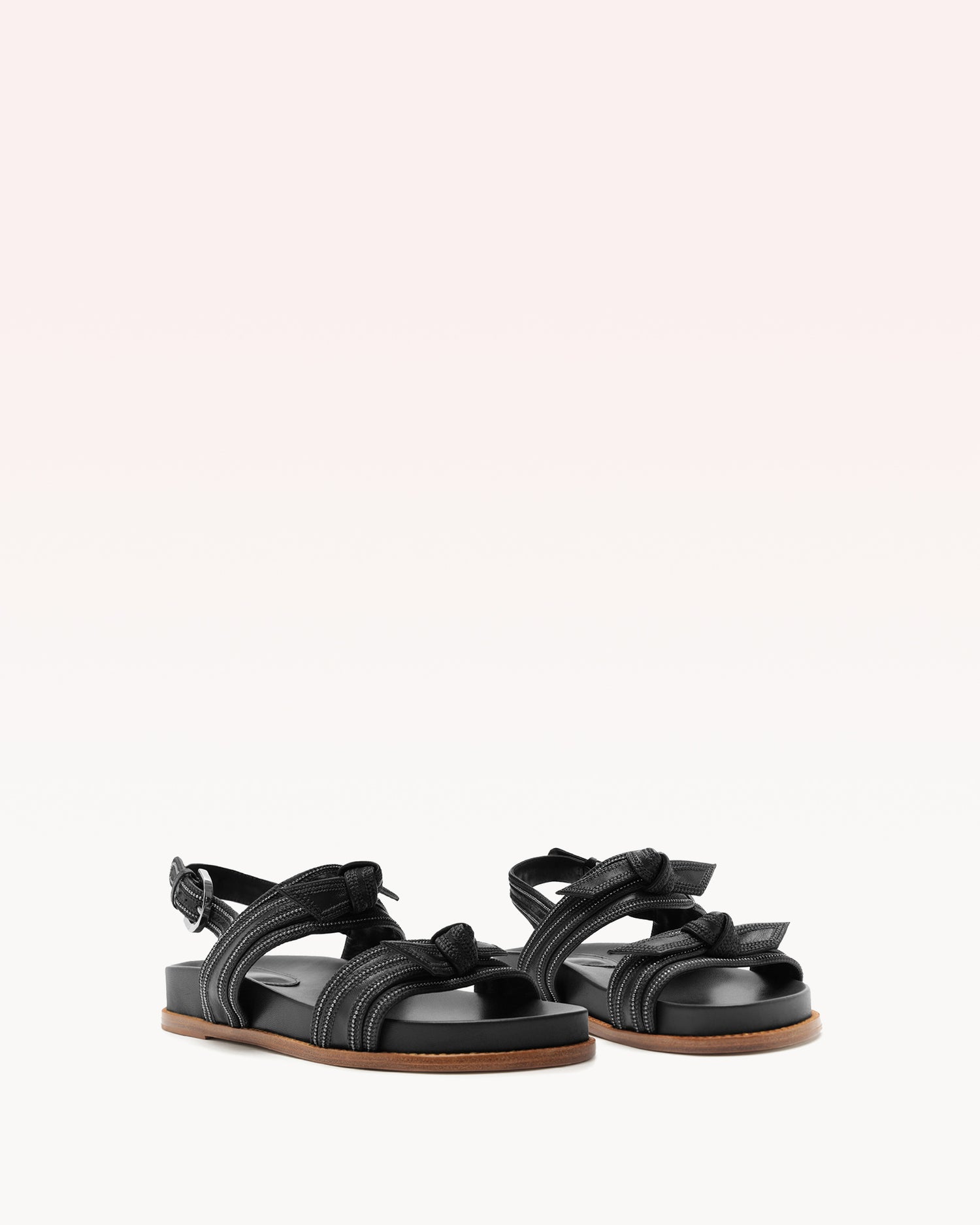 Clarita Sport Sandal Embroidery Black Flats P/24   