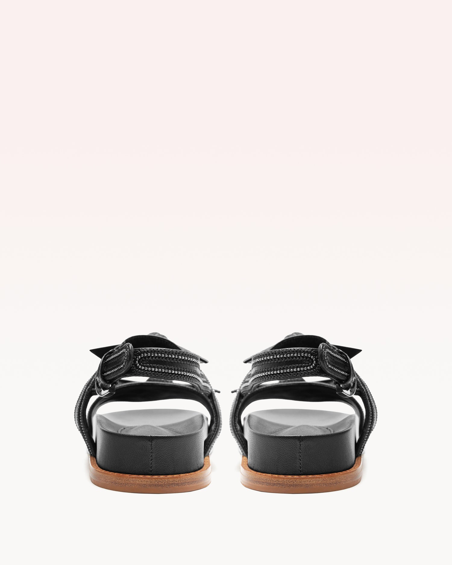 Clarita Sport Sandal Embroidery Black Flats P/24   