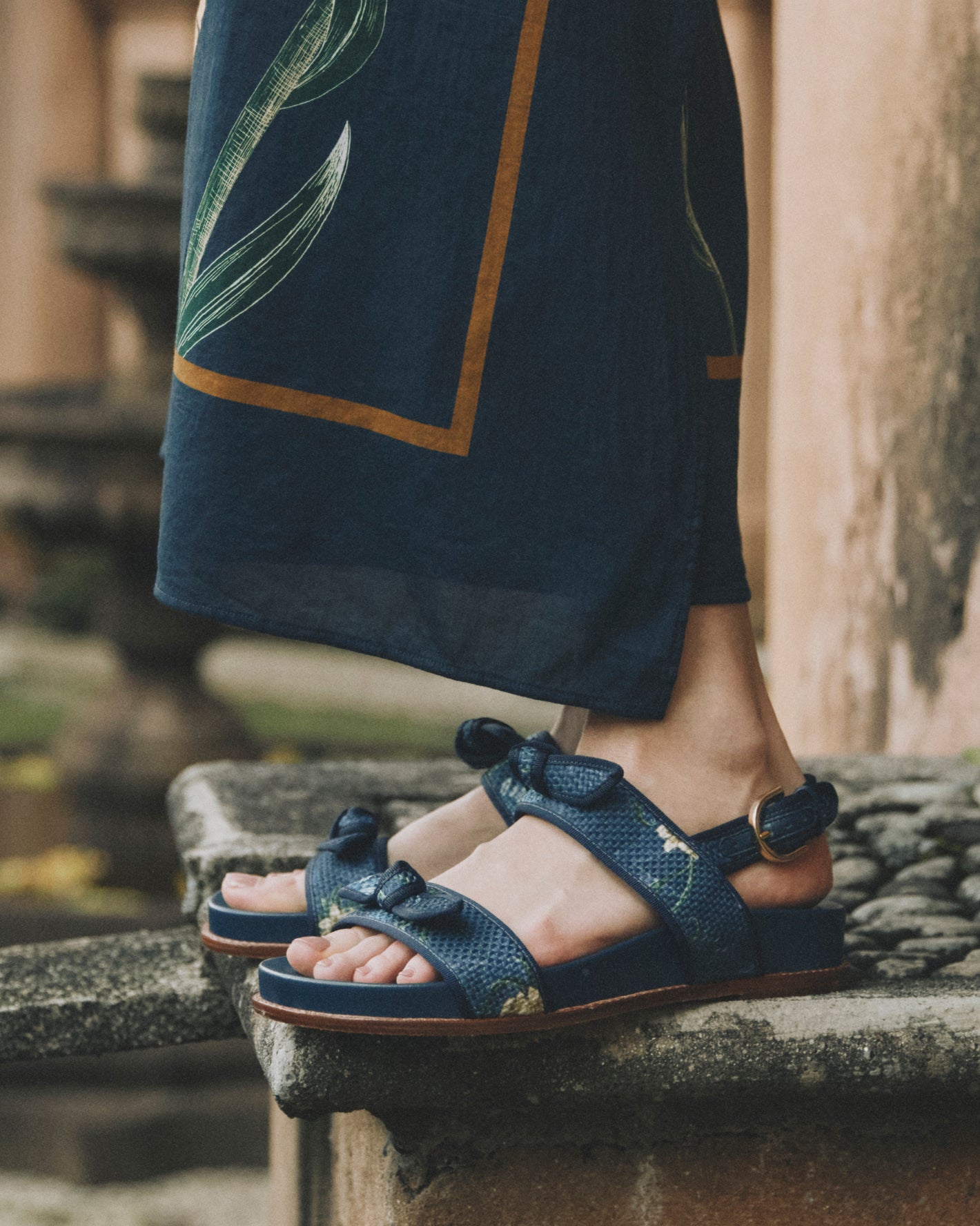 Green Designer Flat Grossgrain Raffia 15mm| Alexandre Birman