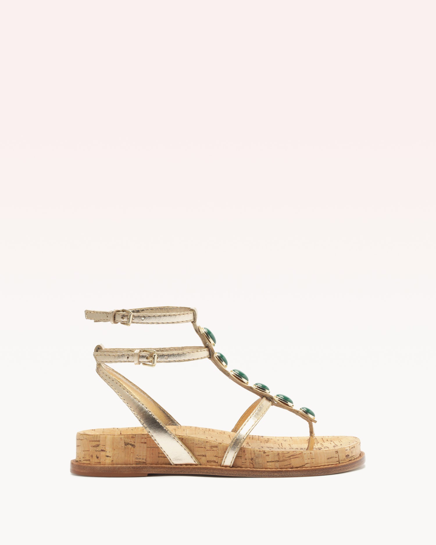 Jade Golden Flat Flat Sandals S/25 35 Gold Leather