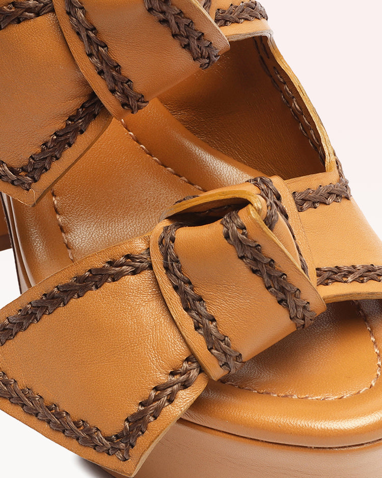 Asymmetric Clarita Platform Butterscotch Sandals PRE FALL 23   