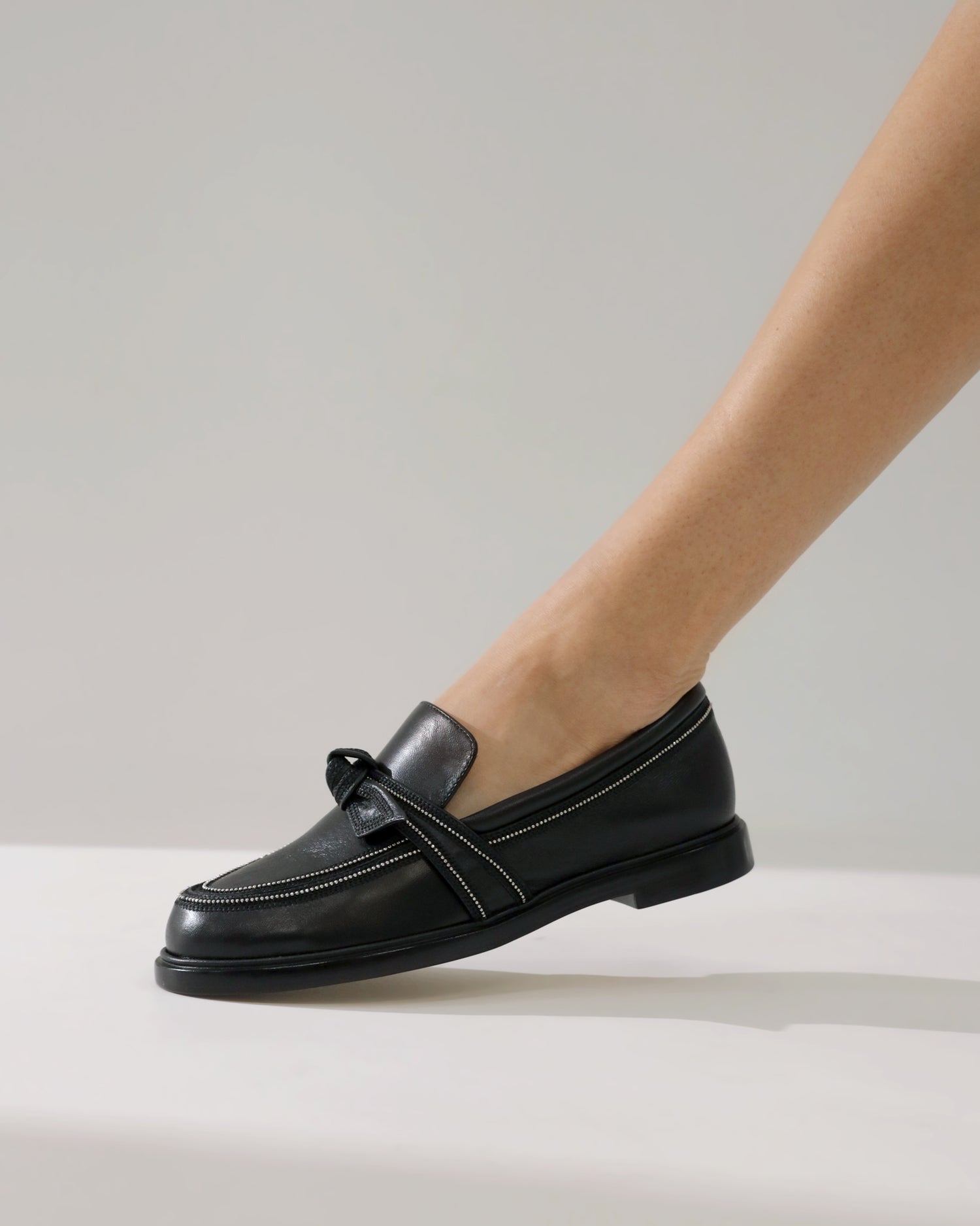 Clarita Chunky Loafer Embroidery Black Loafers P/24   