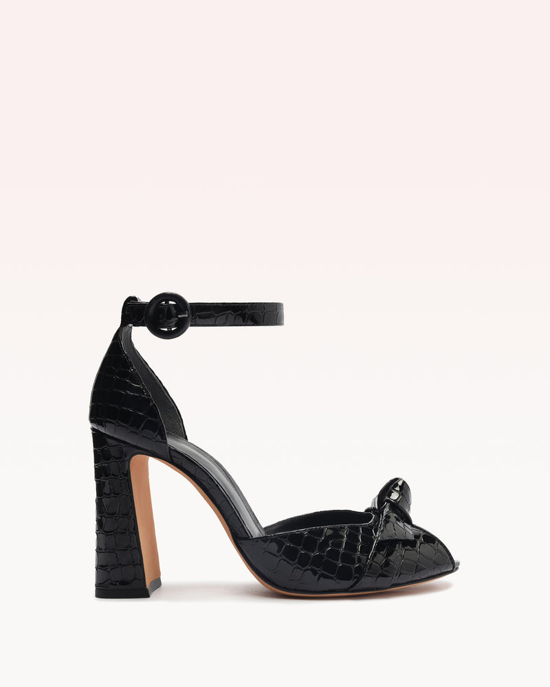 Pepitta 90 Crocco Black Sandals F/23 35 Black Crocco Patent Leather/Nappa Ki