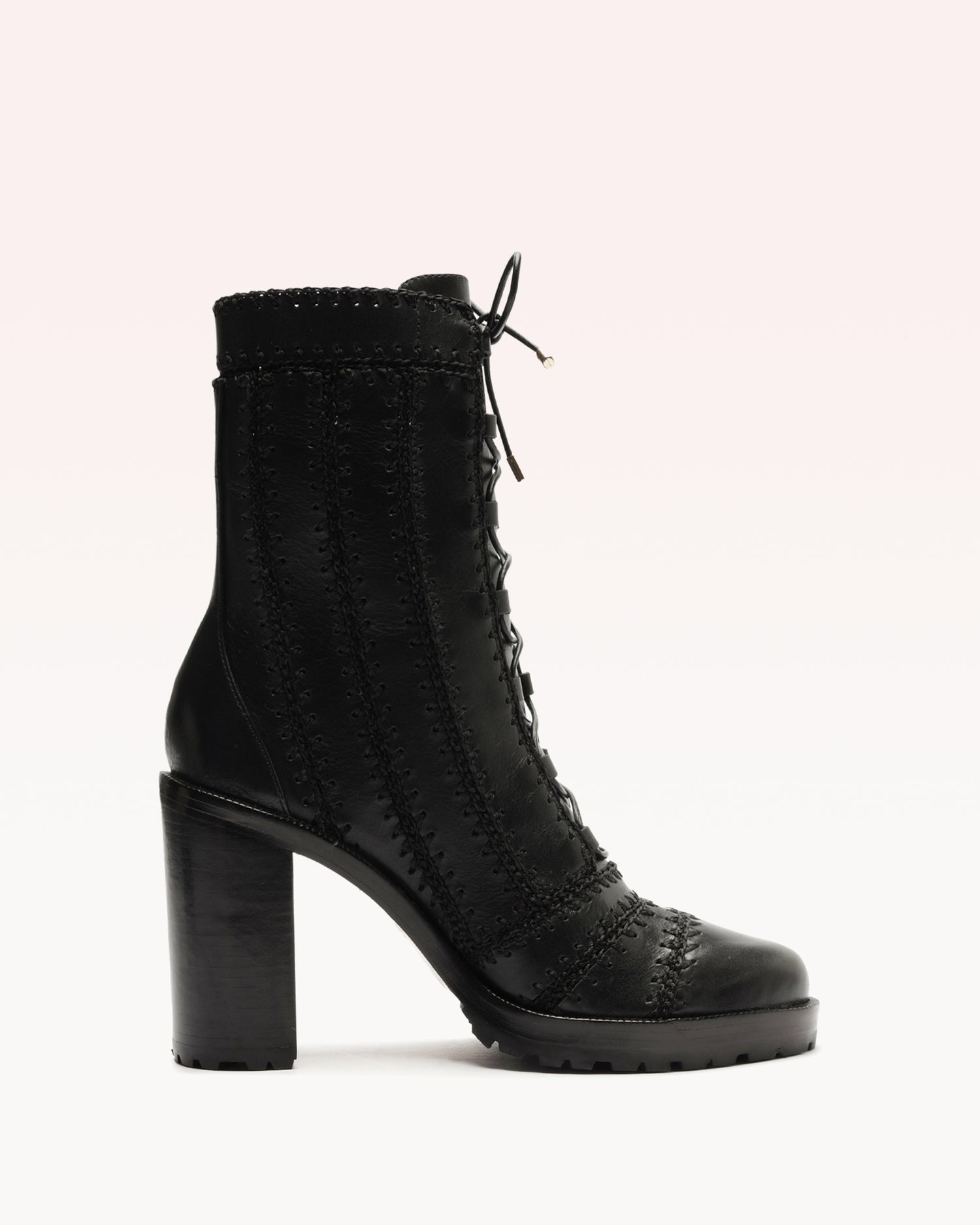 Regina Combat Block 90 Bootie Booties F/24 35 BLACK LEATHER