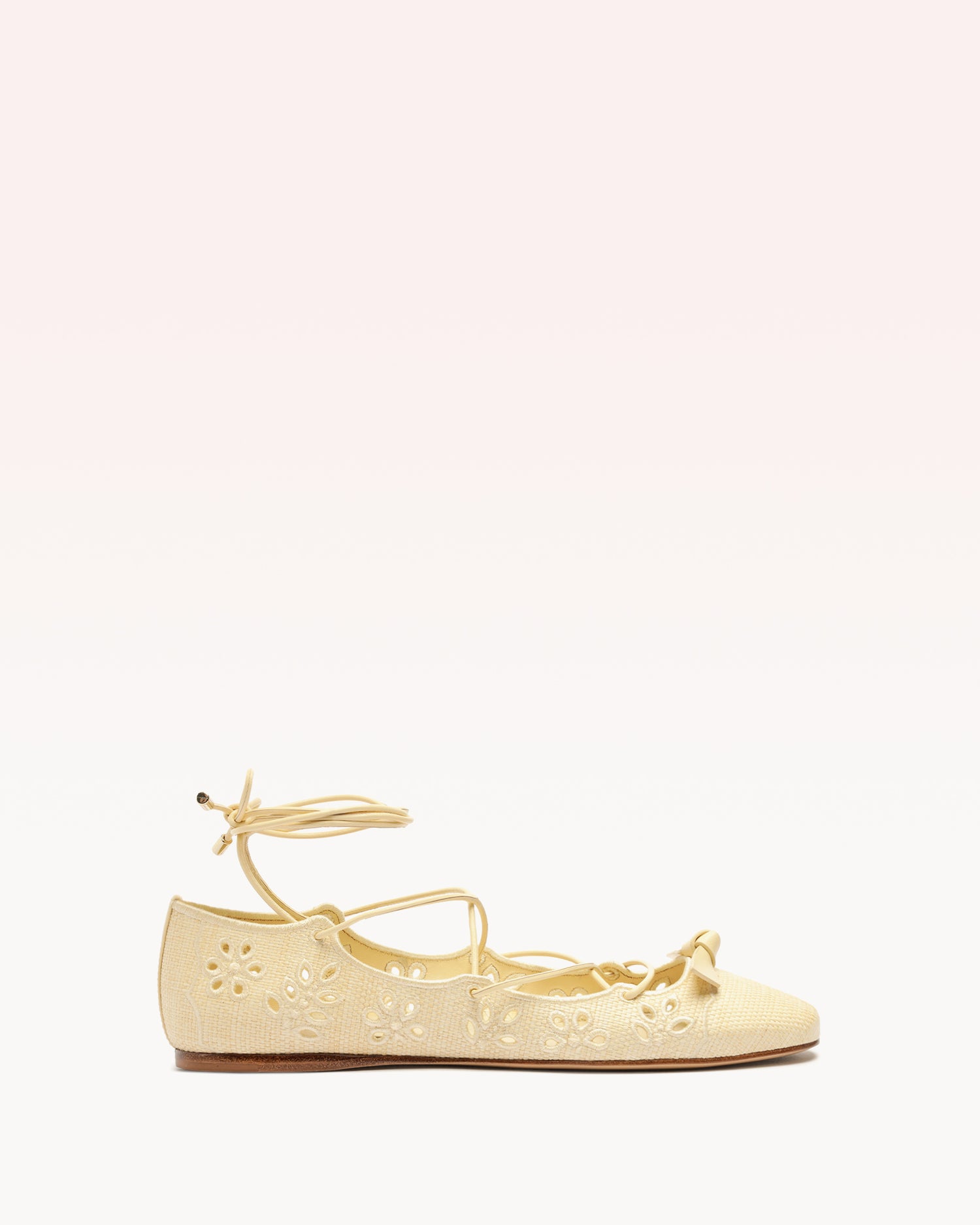 Slim Clarita Embroidery Flats S/25 35 Creamy Raffia