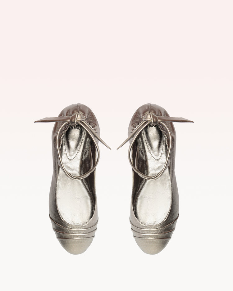 Clarita Ballet Flat Metallic Pewter Sandals R/24   
