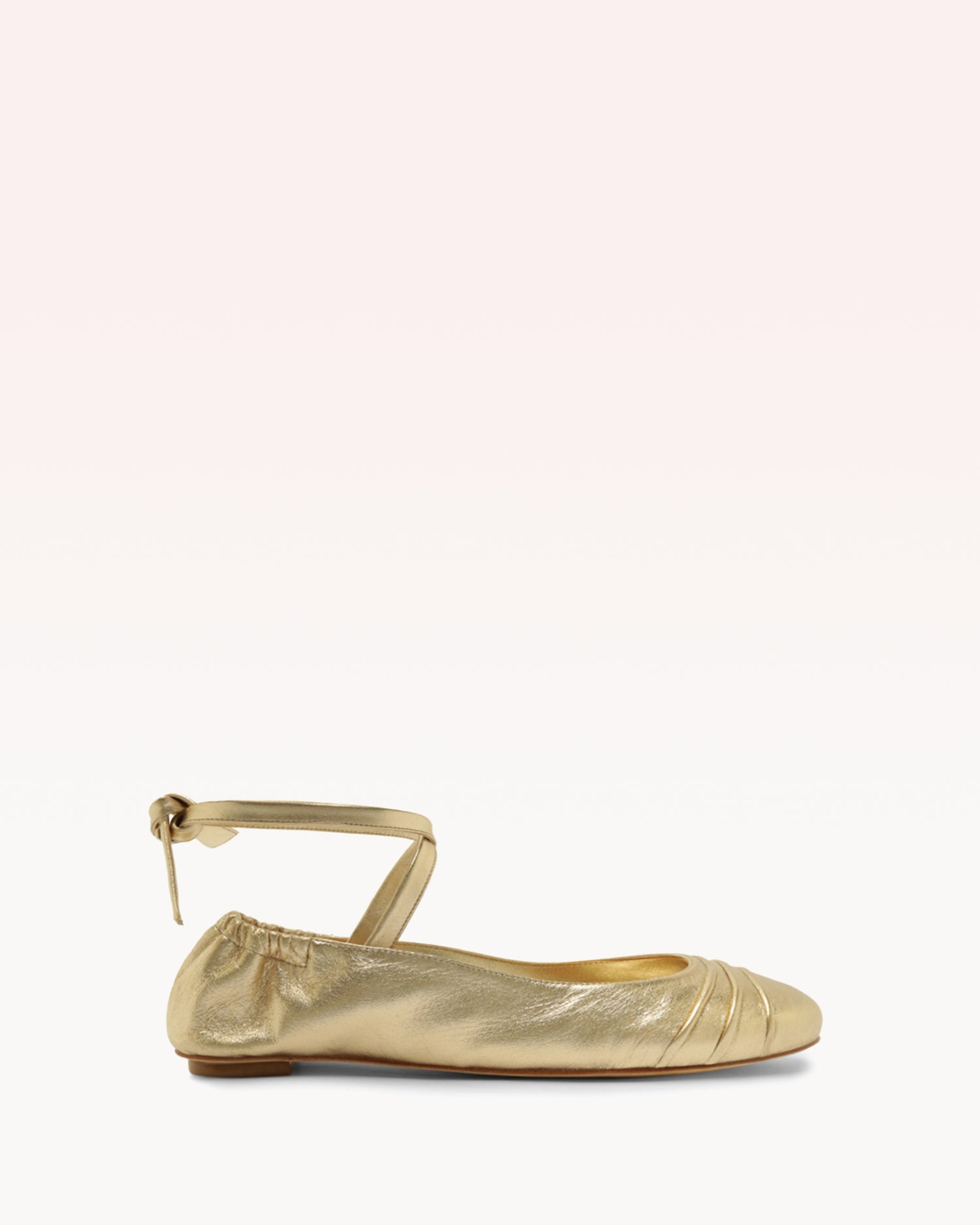 Clarita Ballet Flat Metallic Golden Sandals R/24 35 Gold Metallic Leather