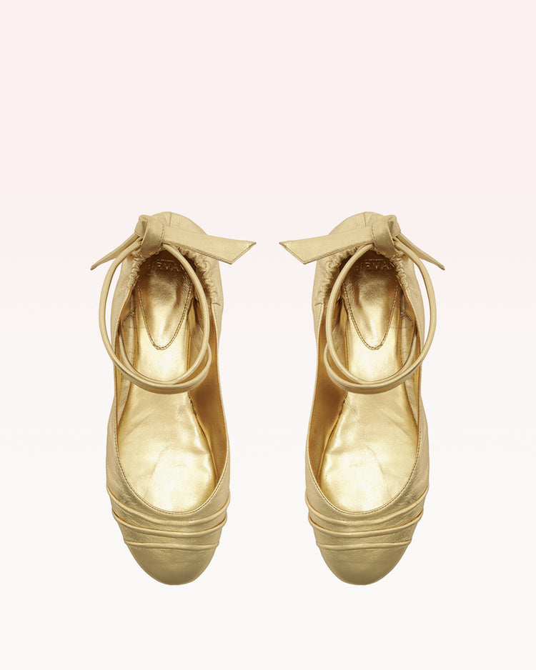 Clarita Ballet Flat Metallic Gold Sandals R/24   