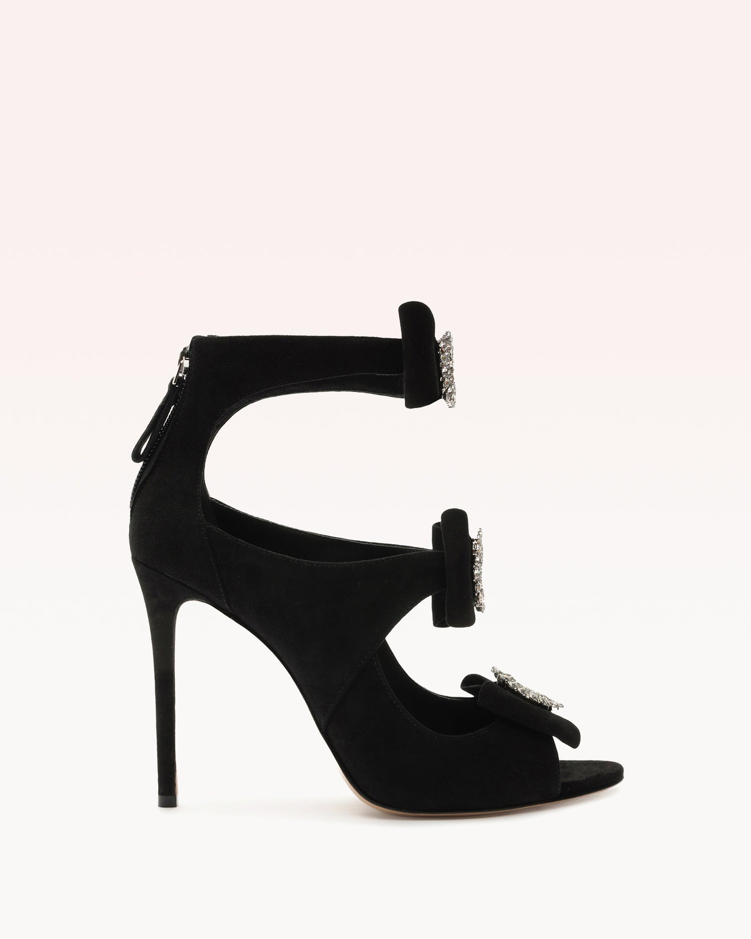 Kylie 100 Suede & Crystal Black Sandals P/24 35 Black Suede/Crystal