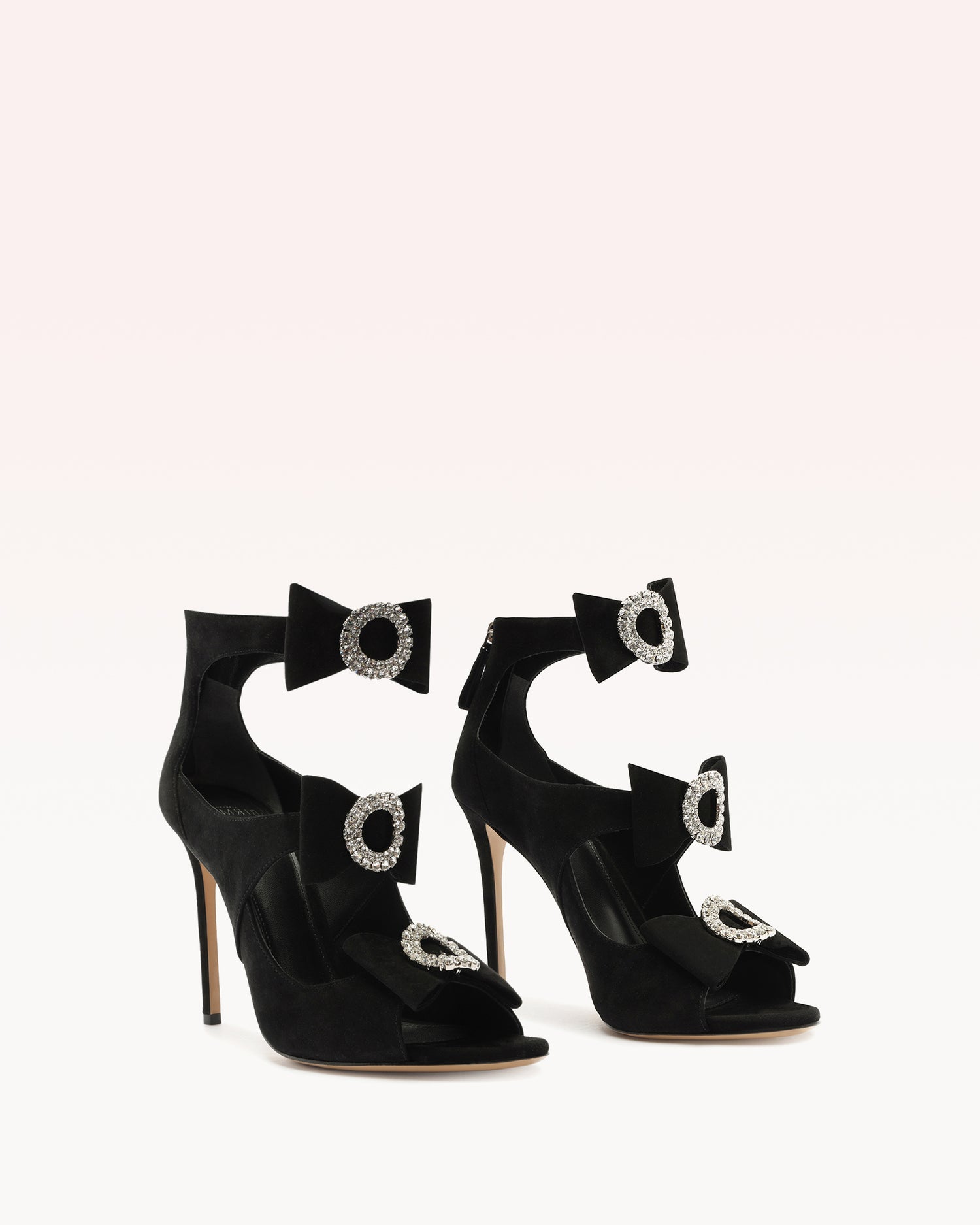 Kylie 100 Suede & Crystal Black Sandals P/24   