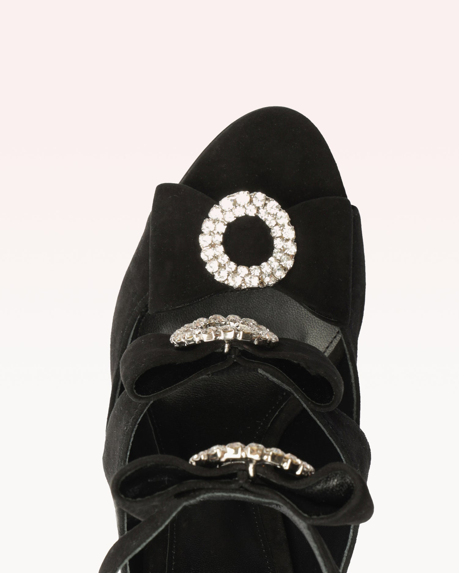 Kylie 100 Suede & Crystal Black Sandals P/24   