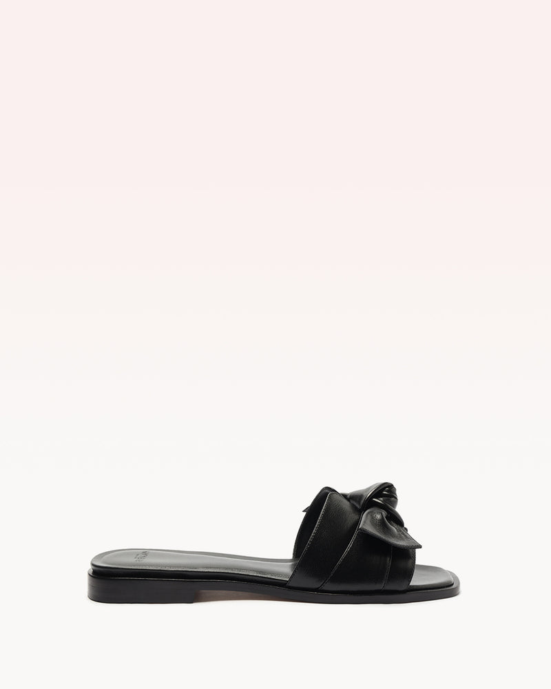 Maxi Clarita Square Flat Black Sandals R/24 35 Black Nappa Leather