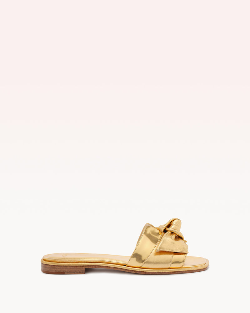 Maxi Clarita Flat Golden Sandals R/24 35 Oro Baby Specchio & Kid Soft Metal