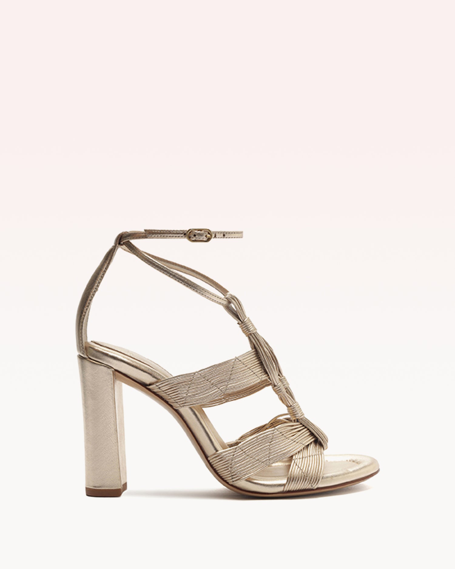 Olga Block 90 Golden Sandals P/25 35 Golden Leather