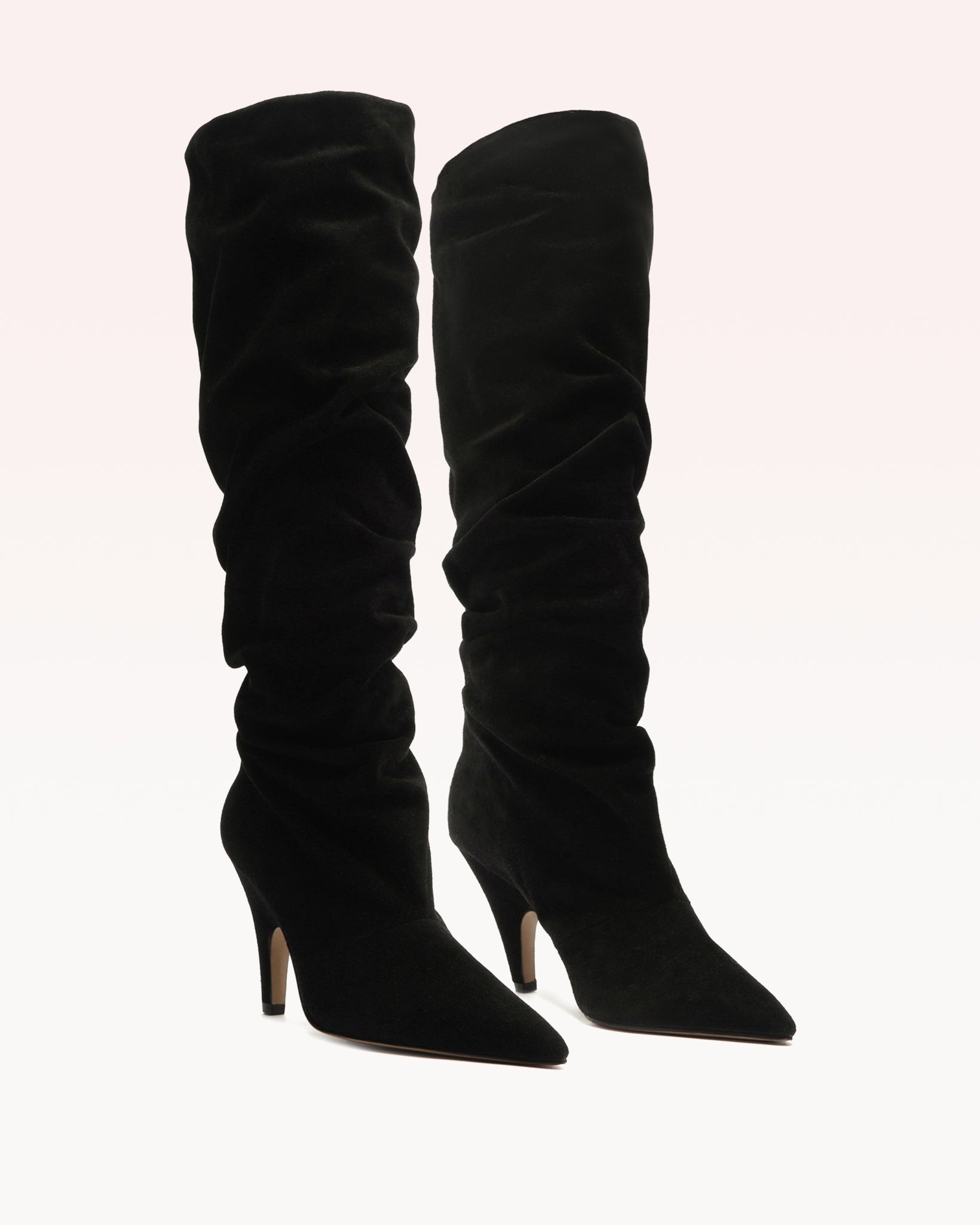 【threetimes】24fw Vintage slouchy boots 80s Vintage Black Leather Cuff Boots 6 / Tall Slouchy Mid