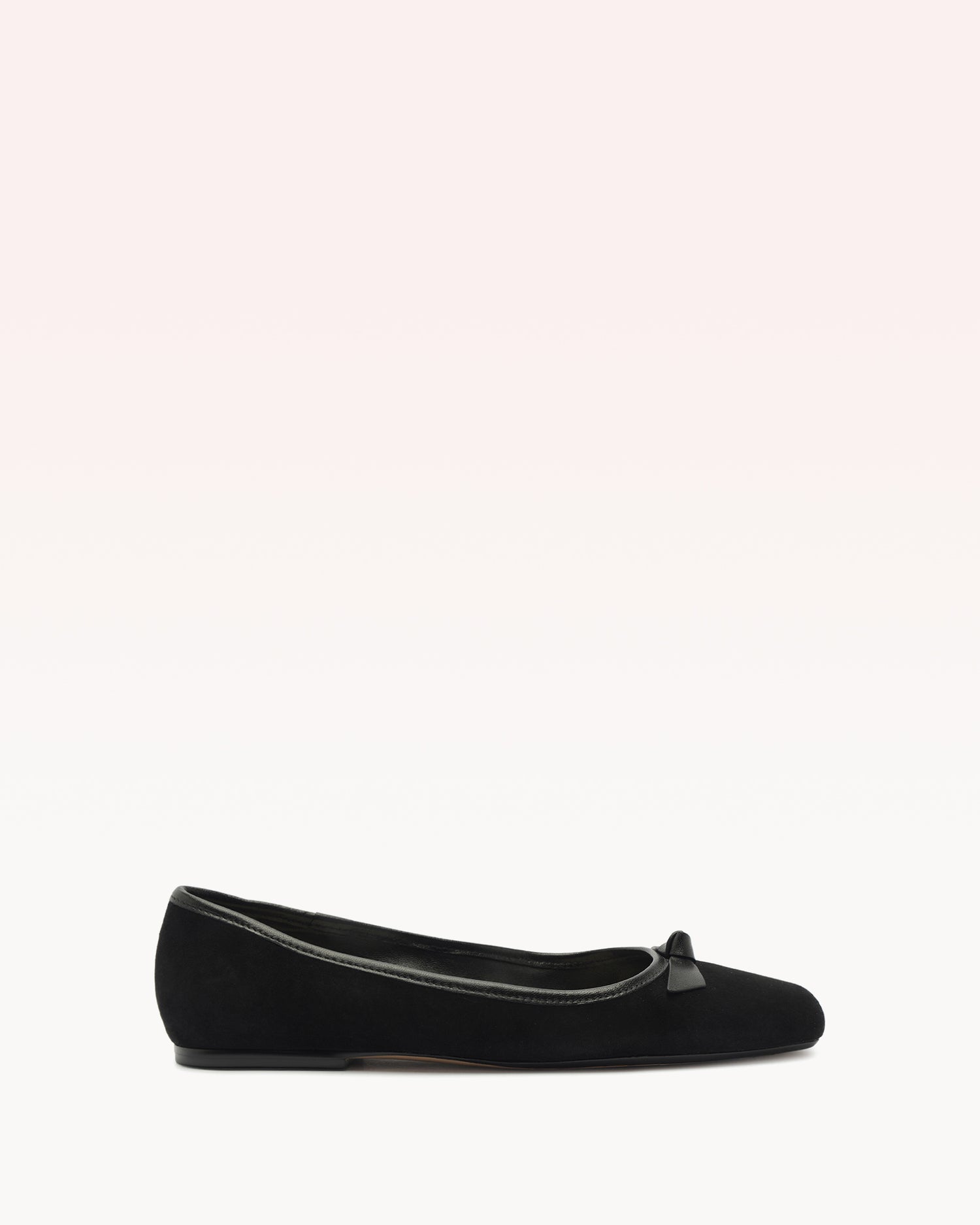 Clarita Square Ballerina Black Flats F/25 35 Black Nappa Leather & Suede
