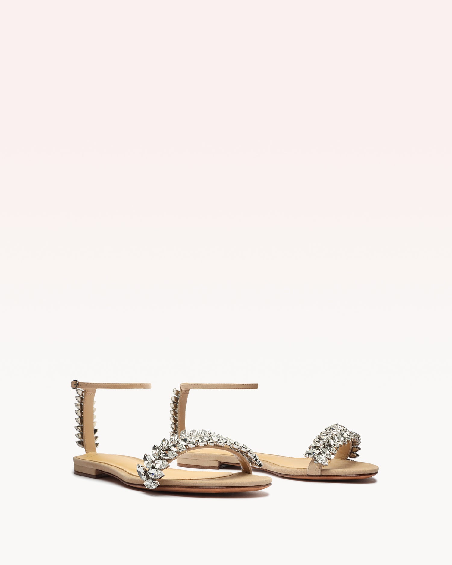 Elina Beige & Rhinestones Flat Sandals Spring 22   