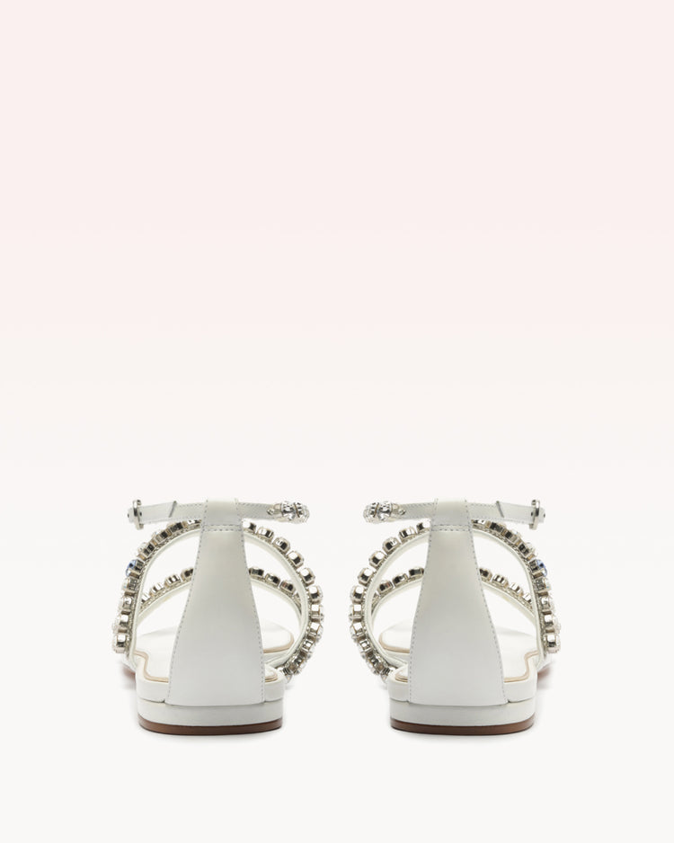 Alexa Crystals Flat Bridal White Sandals Bridal   