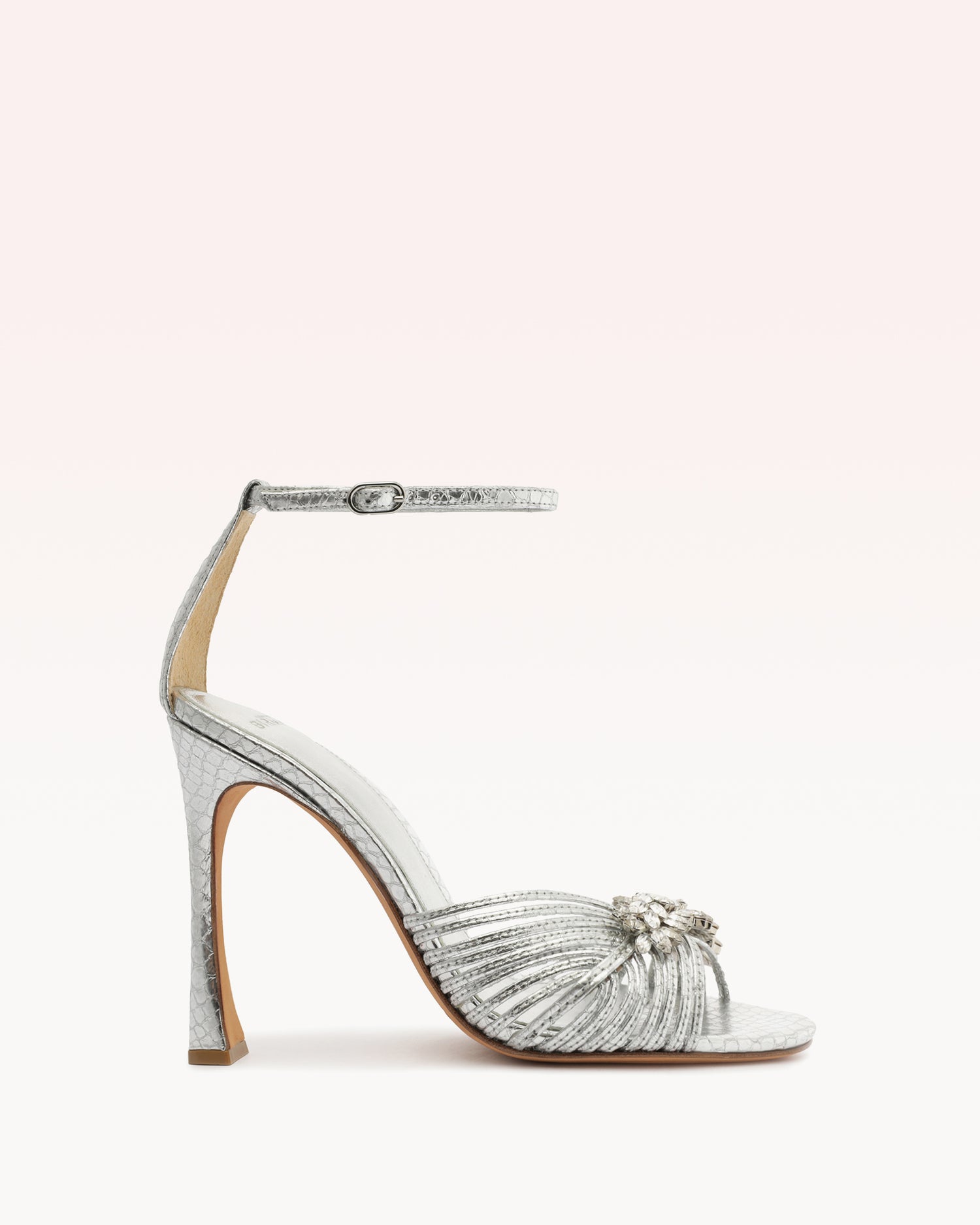 Lisa Crystal 100 Silver Sandals PRE FALL 23 35 Silver Snake Embossed