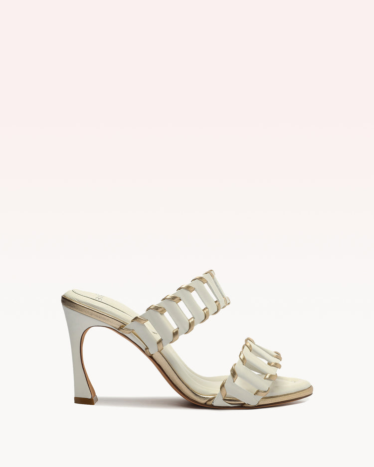 Claire Mule 85 White Sandals S/23 35 White Sella & Nappa Kiss