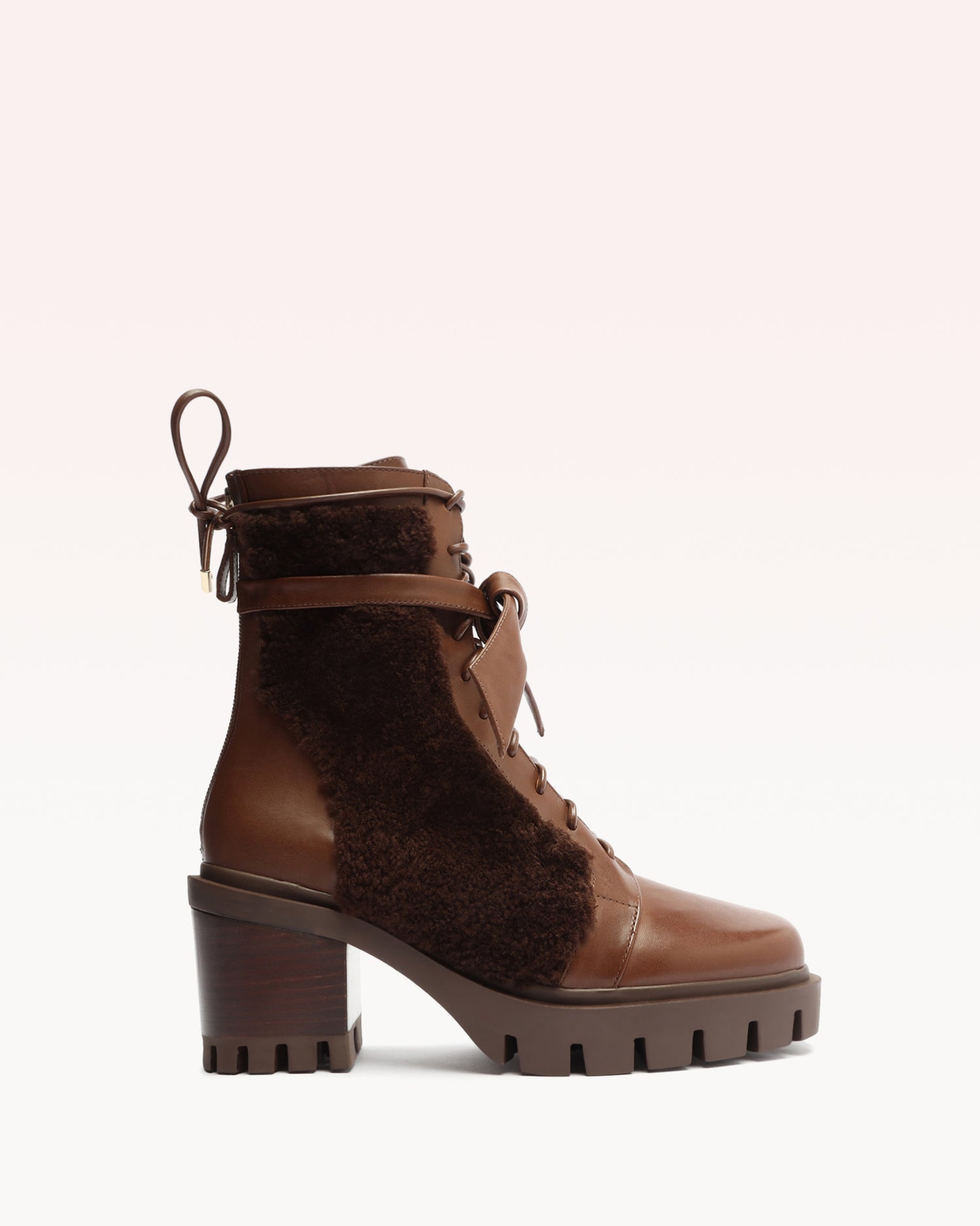 Shearling Clarita Combat Bootie 65 Mousse Boots R/23 35 Mousse Nappa Elegance & Curly Shearling