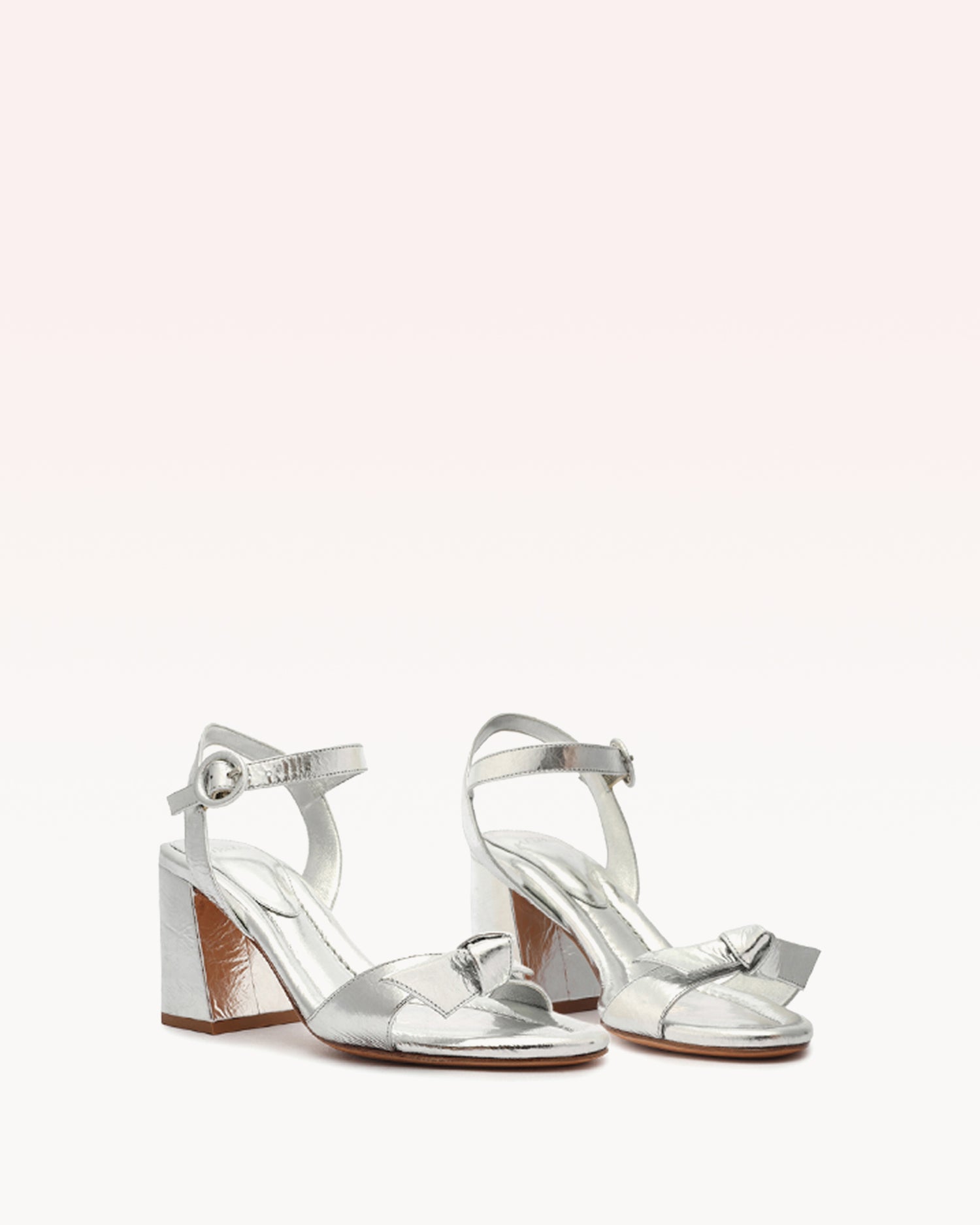Silver open toe block heeled sandals