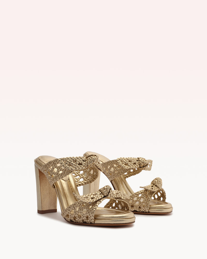 Clarita Intreccio 90 Doppia Soletta Gold Sandals S/23   
