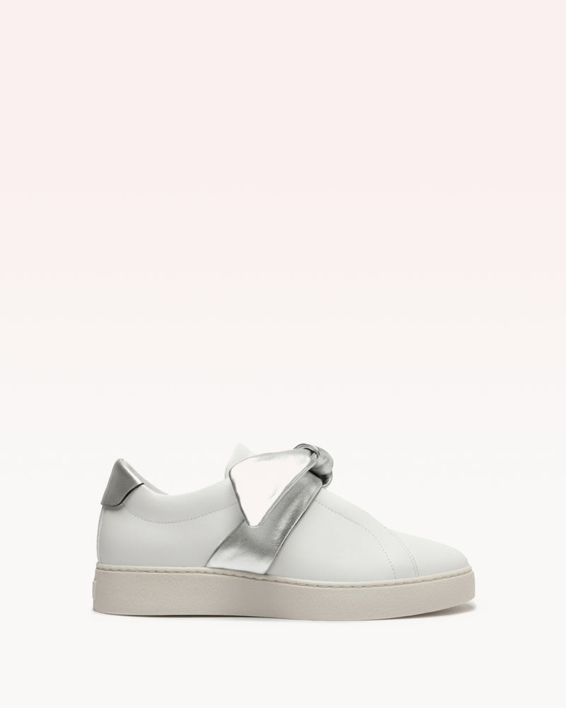 Asymmetric Clarita Sneaker White & Graphite Sneakerss Resort 23 35 White & Graphite Nappa Soft & Metallic Skin